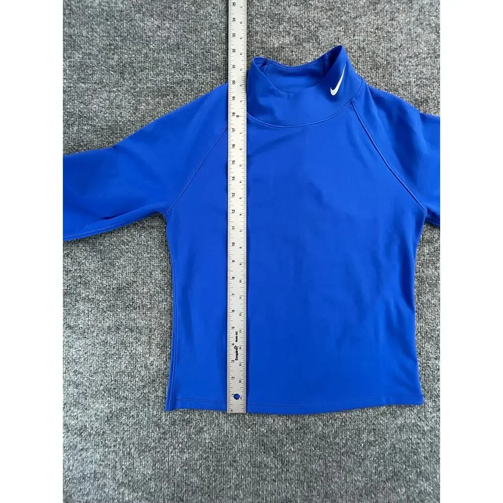 Nike Pro Dri-FIT Compression Mock Neck Shirt Women's Medium Blue Athletic - Picture 4 of 6